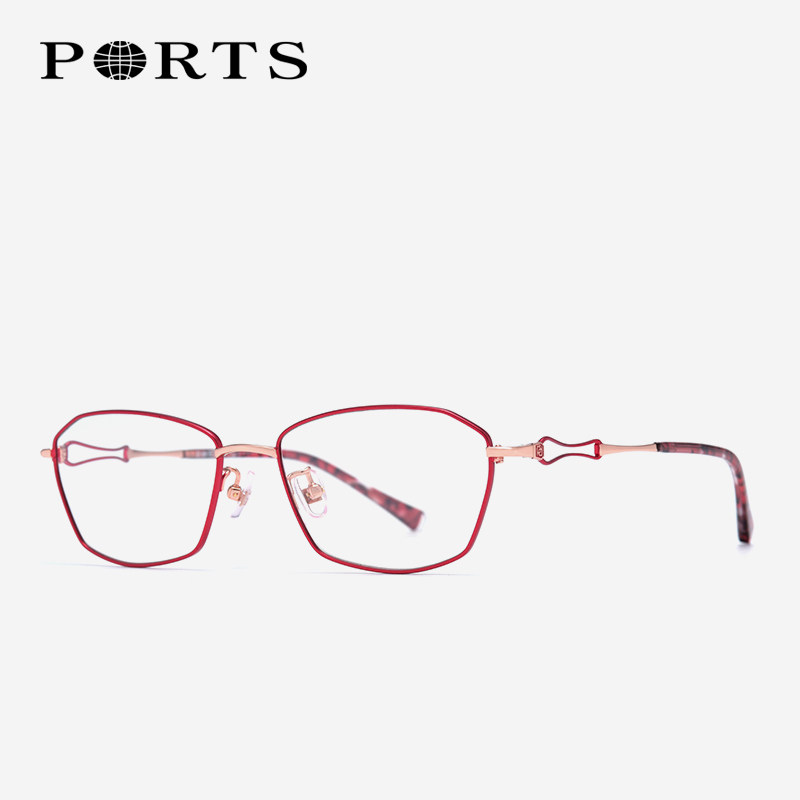 PORTS宝姿眼镜架时尚全框纯钛女个性近视镜框轻前卫舒适 POF22126