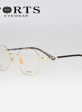 PORTS宝姿纯钛眼镜架女近视眼镜框休闲圆框男文艺多边形 POU12802