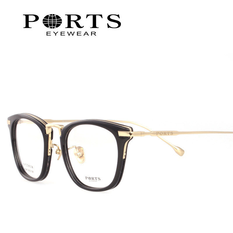 Ports宝姿近视眼镜女潮纯钛超轻全框镜架板材镜框男正品 POM12602
