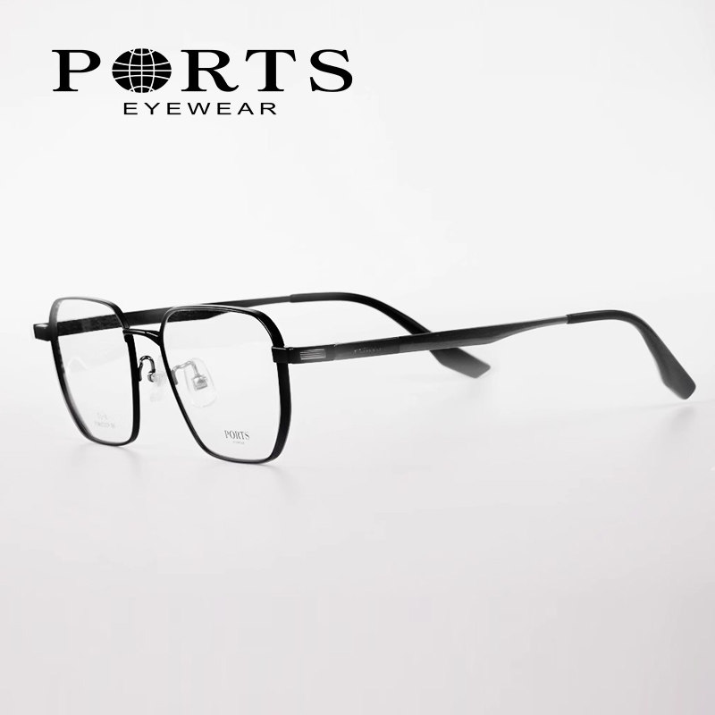 PORTS宝姿金色框近视眼镜时尚全框眼镜架男钛架大框大脸POM62309