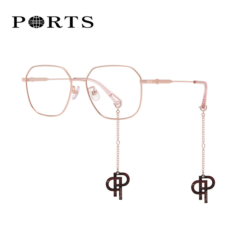 PORTS宝姿眼镜框可配镜片链子款女近视 潮大框显瘦脸耳 POF21205
