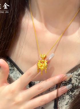 小红书同款牵囍百合花如意锁包吊坠项链中式平安锁流苏锁骨链子