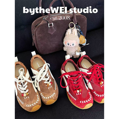 bytheWEI【游牧德训】25年秋季复古编织运动休闲鞋内增高德训鞋女
