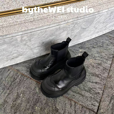 bytheWEI【波浪切尔西】明星同款大头厚底增高短靴切尔西靴女靴子