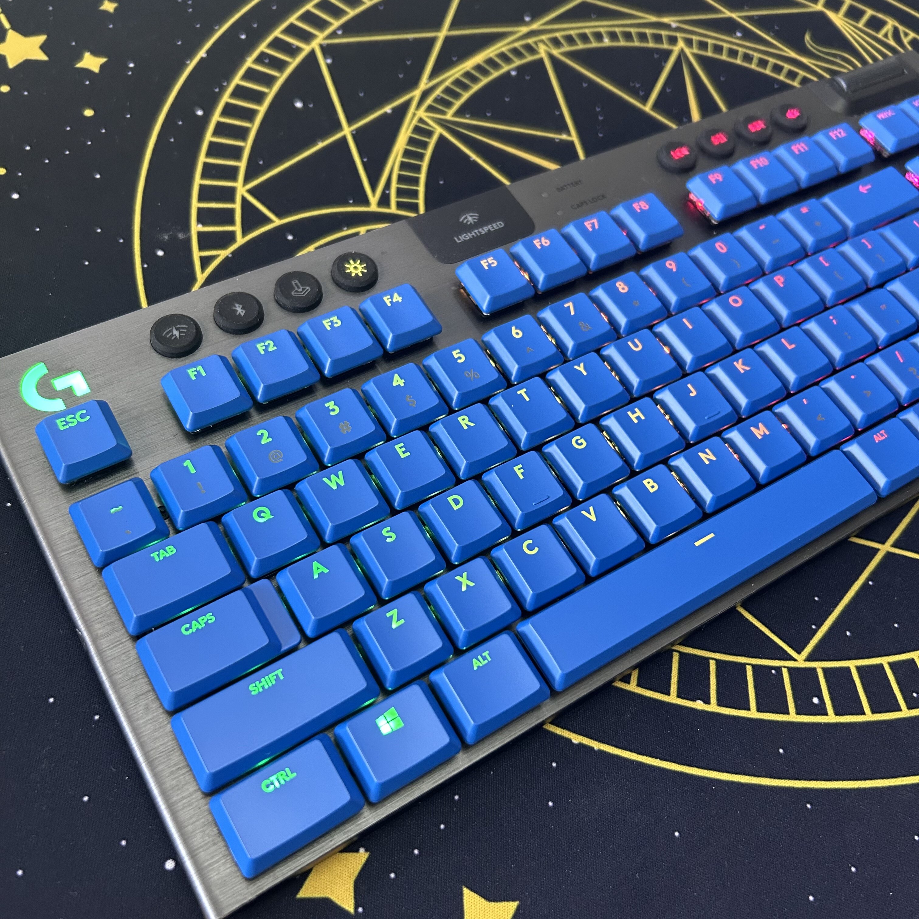 蓝色全新罗技透光键帽适配罗技G915/G813/G815/G913/TKL机械键盘