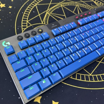 蓝色全新罗技透光键帽适配罗技G915/G813/G815/G913/TKL机械键盘