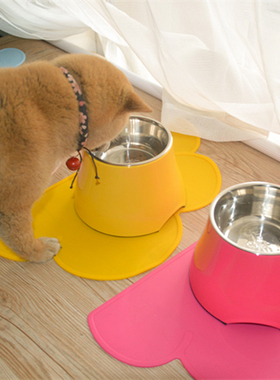 super休普平面宠物碗高脚狗碗不锈钢猫狗餐桌柴犬食盆比熊护颈椎