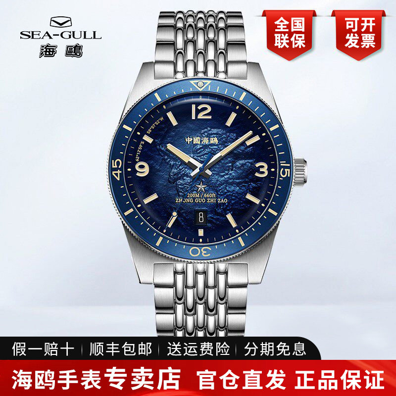 海鸥手表男士户外南极科考纪念潜水夜光防水自动机械表男表1064A