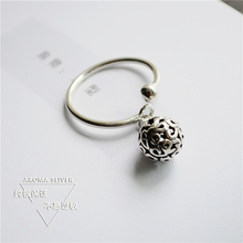 S925 sterling bạc nhẫn hạt chuông nhẫn mở nhẫn nữ dễ thương hạt đơn vòng miệng sống không phai R101 nhẫn nam pnj