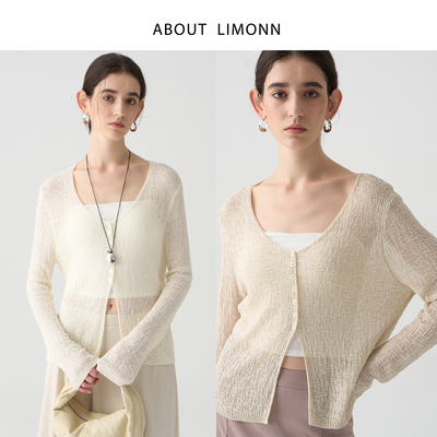 「博主同款」2025夏装新款天丝亚麻肌理感开衫女防晒透视外套