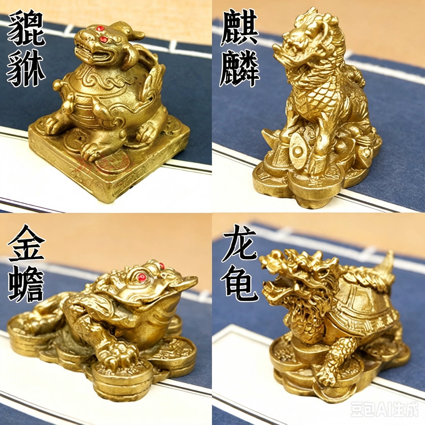 招财全铜貔貅摆件麒麟龙龟三足金蟾小号一对玄关办公室桌店铺公司