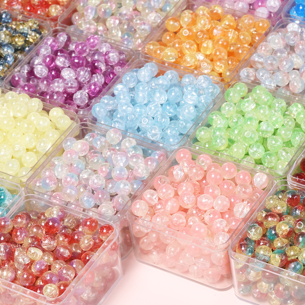 散珠串珠冰魄裂纹珠手串项链手链diy手工琉璃串珠散珠配件diy材料