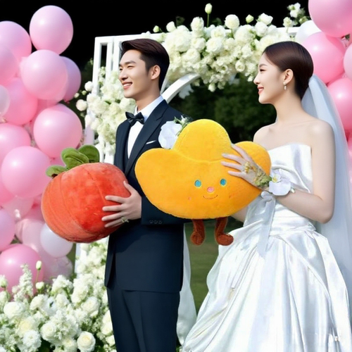 结婚礼柿子元宝抱枕抛手捧花抛洒玩偶伴手礼金元宝生菜狗毛绒玩具