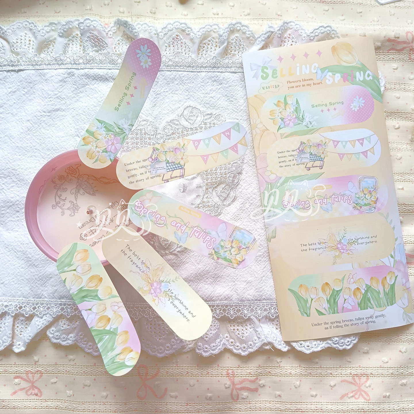 贝贝的小卖部 手绘郁金香OK绷封口贴 包装出物文创打包材料小清新