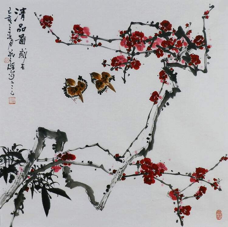 手绘字画客厅装饰书画热销I062479孙艺群四尺斗方国画花鸟画梅花