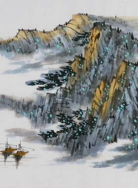 纯手绘字画书画客厅装饰画热销I092517周厚成三尺斗方国画山水画