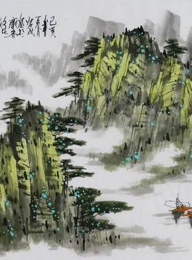 纯手绘字画书画客厅装饰画I092571周厚成三尺斗方国画山水画