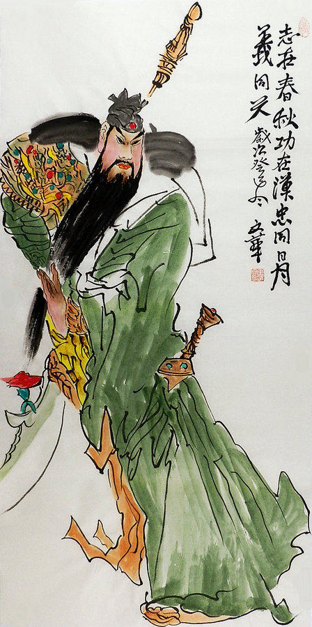 关公人物画武财神纯手绘字画中式客厅装饰画王文华三尺国画gg100