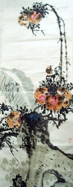 手绘字画装饰画热销90527044孙艺群小四尺国画花鸟画石榴133 49