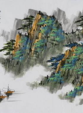 纯手绘字画书画客厅装饰画热销I092530周厚成三尺斗方国画山水画