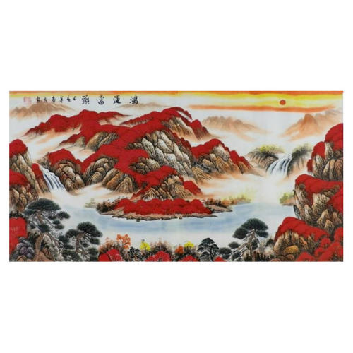 山水画聚宝盆旭日东升四尺手绘国画客厅办公室装饰画林春成136GG