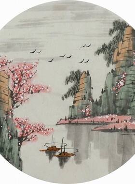 无款小品国画山水中式客厅装饰画