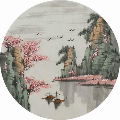 无款小品国画山水中式客厅装饰画