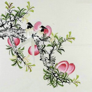 纯手绘斗方国画办公室花鸟装饰画
