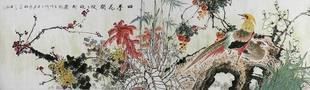 国画花鸟画纯手绘字画客厅装饰画孙艺群八尺对开荷花鹰锦鸡GG
