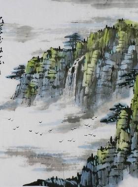 手绘字画书画客厅装饰画热销I041791周厚成三尺斗方国画山水画