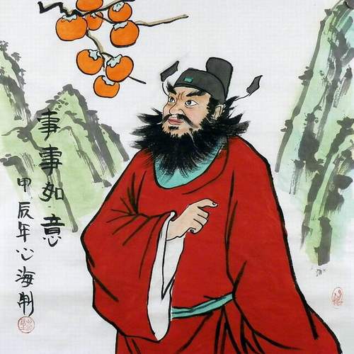 客厅国画手绘朱砂钟馗画像装饰画