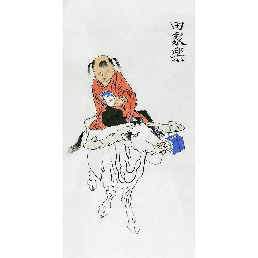 国画纯手绘钟馗老子童子装饰画
