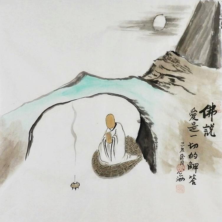 手绘客厅装饰画办公室哲理禅意画