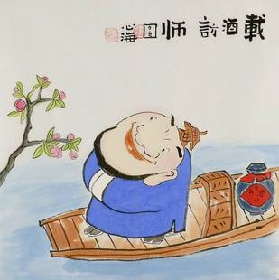 中医制药酿酒国画三尺斗方纯手绘字画人物画传统文化心海居士Z6GG