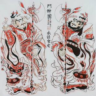 朱砂门神挂画纯手绘国画人物画老子出关装饰画禅意画四尺斗方GG