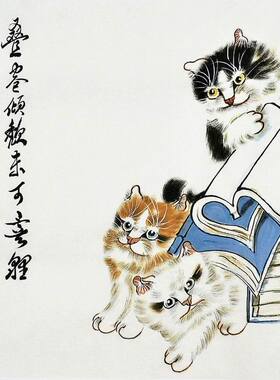 猫狗国画纯手绘字画客厅办公室装饰画三尺斗方走兽动物十二生肖GG