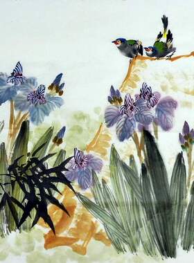花鸟画纯手绘国画客厅装饰画牛源四尺斗方山茶鸳鸯梅花荷花鲤鱼GG