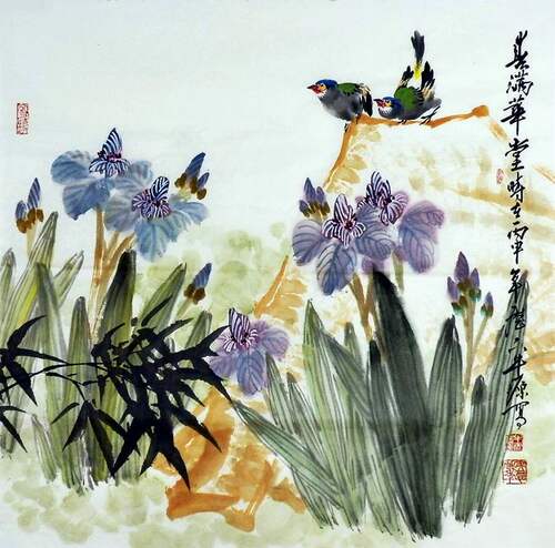 花鸟画纯手绘国画客厅装饰画牛源四尺斗方山茶鸳鸯梅花荷花鲤鱼GG