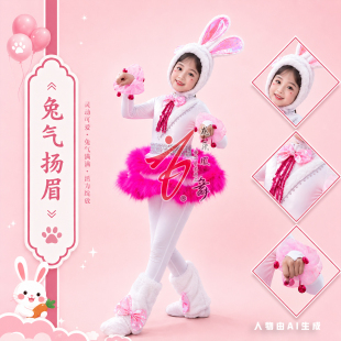 六一儿童节兔气扬眉大灰狼演出服女童卡通兔子舞蹈服装舞台表演服