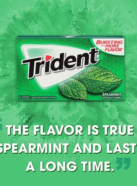 代购美国无糖经典原装进口Trident三叉戟木糖醇口香糖留兰香整盒1