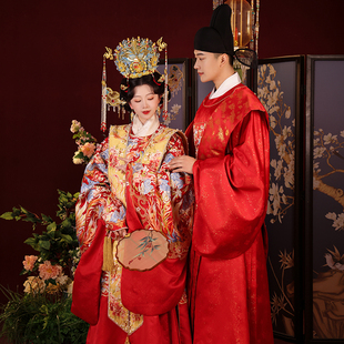 桃花序【凤佩霞光】明制婚服汉服重工凤冠霞帔中式嫁衣男女款套装