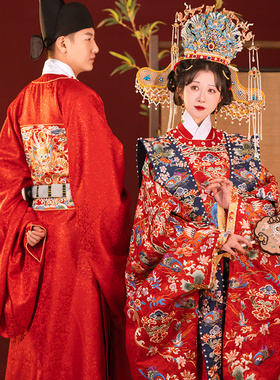 桃花序【琴瑟和鸣】明制情侣婚服汉服圆领袍马面裙汉服男女霞帔