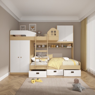 定制交错式上下床双层床带书桌衣柜小户型上下铺儿童高低床子母床