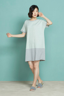 连衣裙 台湾以旺YVONNE 现货 提花細絨短袖 春夏女 洋裝家居服睡裙