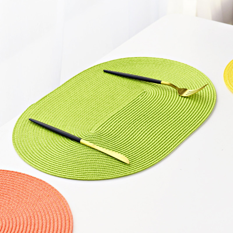 椭圆pp简约风格餐垫杯垫餐具碗垫布盘垫圆隔热垫形韩式大号彩色垫