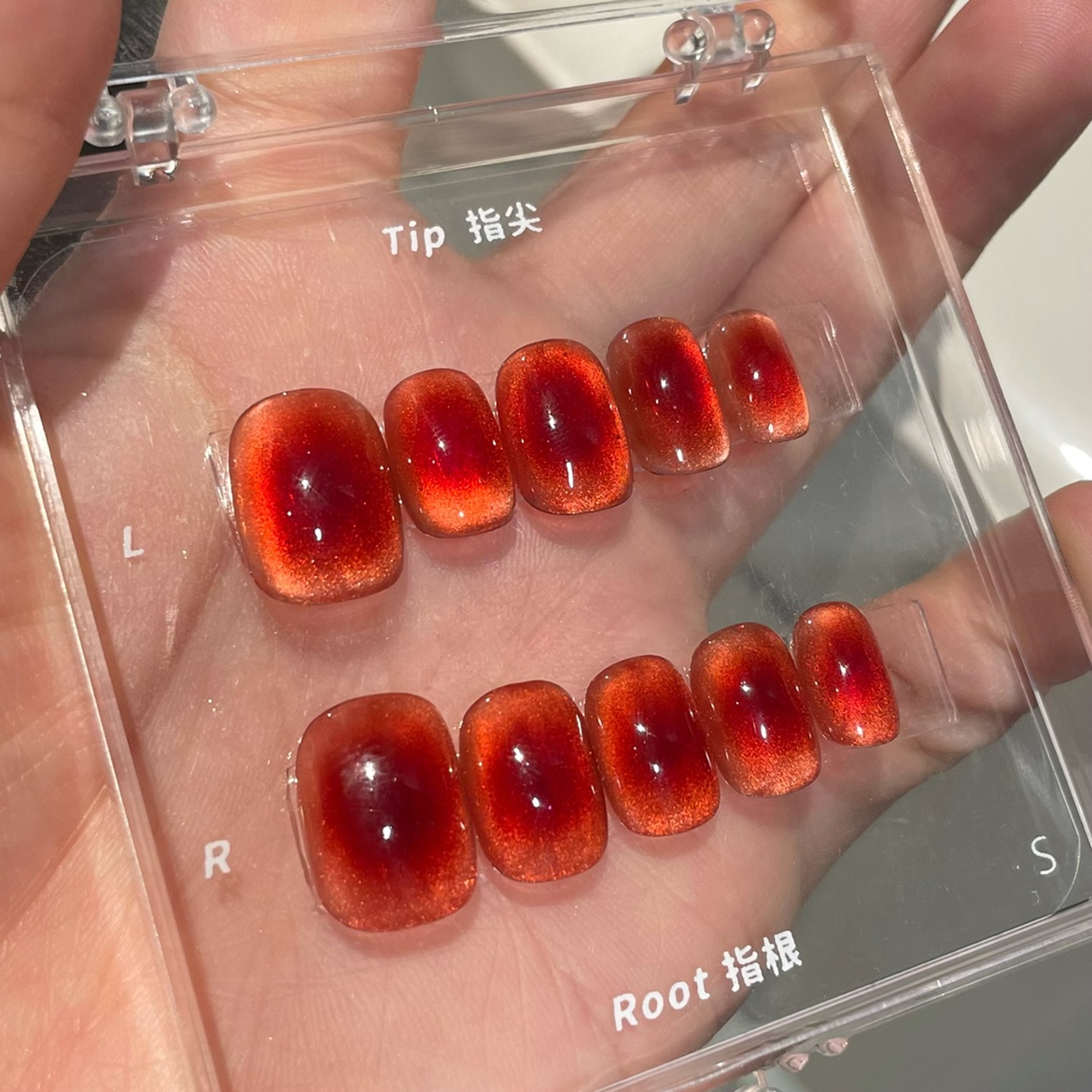 【红桃苏打】新年美甲爆闪穿戴甲显白假指甲贴片红色假指甲贴片