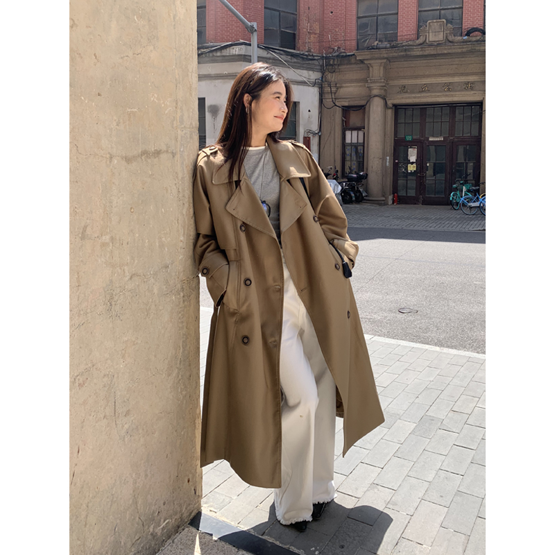 HaloLuu经典廓形卡其色风衣外套