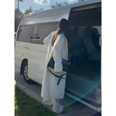 毛毛外套 韩系高级感夹棉加厚环保皮草长款 Halo Luu白色大衣女冬季