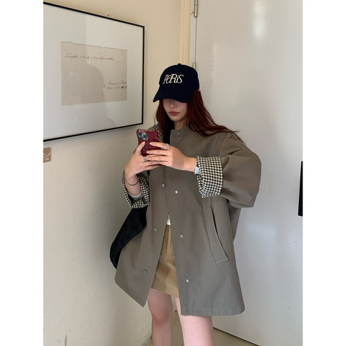 HaloLuu卡其绿风衣双面穿外套