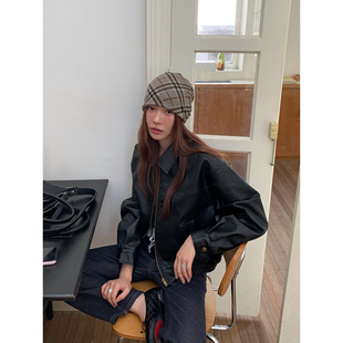 高级感短款 Halo 2026新款 复古黑色皮衣外套女春季 机车皮夹克 Luu